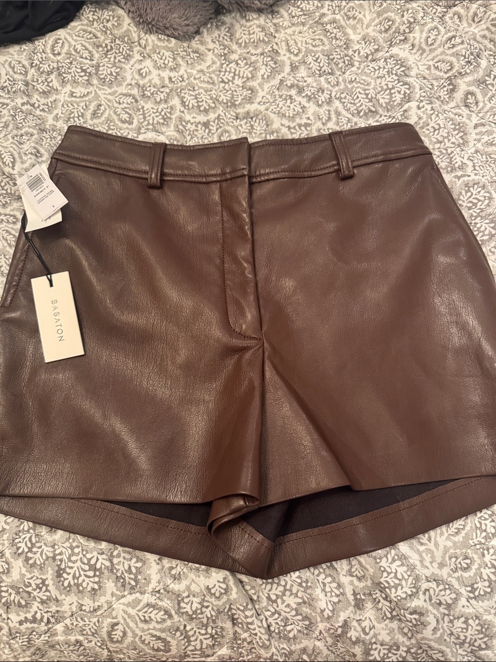 Aritzia brown leather shorts